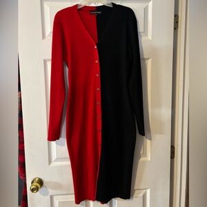 Almost Famous Red and Black Long Sleeve Dress